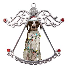 German Shorthaired Pointer Dog T- Shirt German Shorthaired Pointer Santa Christmas Tree Lights Xmas Metal Angel With Crystal Ornament by ZUXUMI