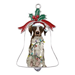 German Shorthaired Pointer Dog T- Shirt German Shorthaired Pointer Santa Christmas Tree Lights Xmas Metal Holly Leaf Bell Ornament by ZUXUMI