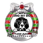 German Shorthaired Pointer Dog T- Shirt German Shorthaired Pointer Santa Christmas Tree Lights Xmas Metal X Mas Ribbon With Red Crystal Round Ornament Front