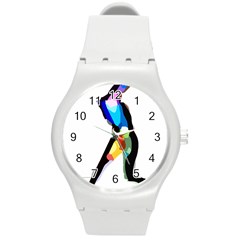 Abstract Art Sport Women Tennis  Shirt Abstract Art Sport Women Tennis  Shirt15 Round Plastic Sport Watch (m) by EnriqueJohnson