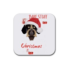 German Wirehaired Pointer T- Shirt German Wirehaired Pointer Merry Christmas T- Shirt (1) Rubber Coaster (square) by ZUXUMI