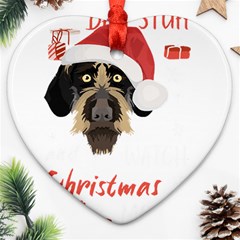 German Wirehaired Pointer T- Shirt German Wirehaired Pointer Merry Christmas T- Shirt (1) Heart Ornament (two Sides) by ZUXUMI