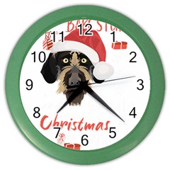 German Wirehaired Pointer T- Shirt German Wirehaired Pointer Merry Christmas T- Shirt (1) Color Wall Clock by ZUXUMI