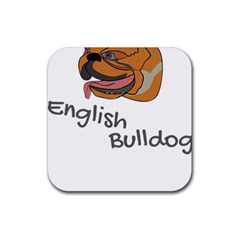 Bulldog T- Shirt Dog Face T- Shirt Rubber Coaster (square) by JamesGoode