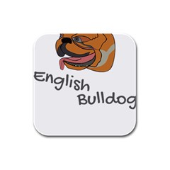 Bulldog T- Shirt Dog Face T- Shirt Rubber Square Coaster (4 Pack) by JamesGoode