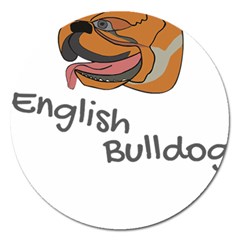 Bulldog T- Shirt Dog Face T- Shirt Magnet 5  (round) by JamesGoode