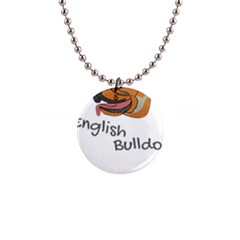 Bulldog T- Shirt Dog Face T- Shirt 1  Button Necklace by JamesGoode