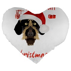 German Wirehaired Pointer T- Shirt German Wirehaired Pointer Merry Christmas T- Shirt (1) Large 19  Premium Flano Heart Shape Cushions by ZUXUMI