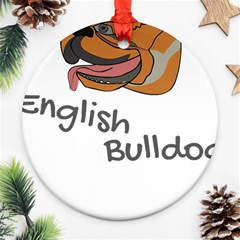 Bulldog T- Shirt Dog Face T- Shirt Round Ornament (two Sides) by JamesGoode