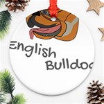 Bulldog T- Shirt Dog Face T- Shirt Round Ornament (Two Sides) Front