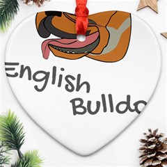 Bulldog T- Shirt Dog Face T- Shirt Heart Ornament (two Sides)