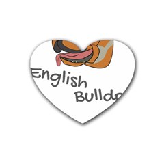 Bulldog T- Shirt Dog Face T- Shirt Rubber Coaster (heart) by JamesGoode