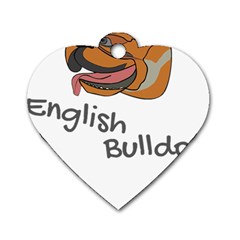 Bulldog T- Shirt Dog Face T- Shirt Dog Tag Heart (one Side) by JamesGoode