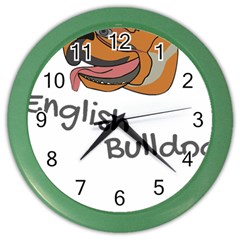 Bulldog T- Shirt Dog Face T- Shirt Color Wall Clock by JamesGoode