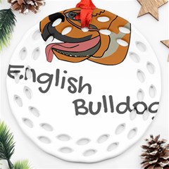 Bulldog T- Shirt Dog Face T- Shirt Ornament (round Filigree)