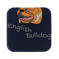 Bulldog T- Shirt Dog Face T- Shirt Square Metal Box (black) by JamesGoode