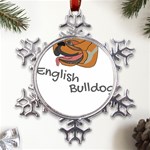 Bulldog T- Shirt Dog Face T- Shirt Metal Large Snowflake Ornament Front