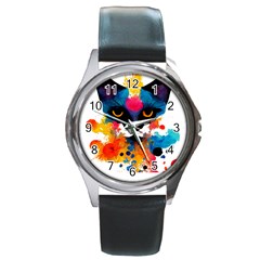 Abstract Cat  Shirt Abstract Cat  16 Round Metal Watch by EnriqueJohnson