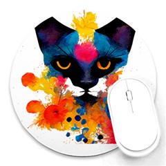 Abstract Cat  Shirt Abstract Cat  16 Round Mousepad by EnriqueJohnson