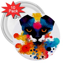 Abstract Cat  Shirt Abstract Cat  16 3  Buttons (10 Pack)  by EnriqueJohnson