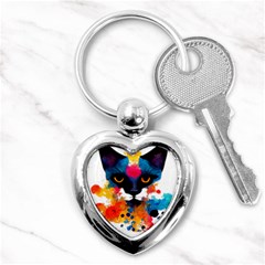 Abstract Cat  Shirt Abstract Cat  16 Key Chain (heart) by EnriqueJohnson