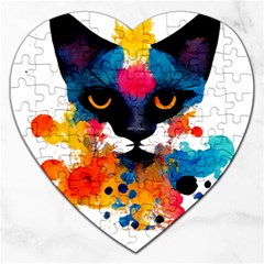 Abstract Cat  Shirt Abstract Cat  16 Jigsaw Puzzle (heart) by EnriqueJohnson