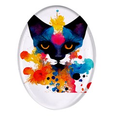 Abstract Cat  Shirt Abstract Cat  16 Oval Glass Fridge Magnet (4 Pack) by EnriqueJohnson