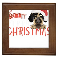 German Wirehaired Pointer T- Shirt German Wirehaired Pointer Merry Christmas T- Shirt (3) Framed Tile by ZUXUMI