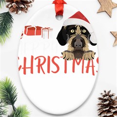 German Wirehaired Pointer T- Shirt German Wirehaired Pointer Merry Christmas T- Shirt (3) Oval Ornament (two Sides) by ZUXUMI