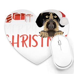 German Wirehaired Pointer T- Shirt German Wirehaired Pointer Merry Christmas T- Shirt (3) Heart Mousepad by ZUXUMI