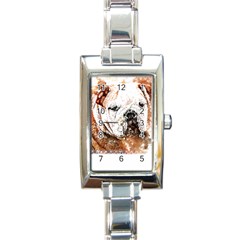 Bulldog T- Shirt English Bulldog Animal Wildlife Forest Nature Discovery Fauna T- Shirt Rectangle Italian Charm Watch by JamesGoode