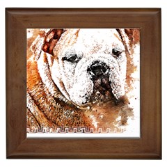 Bulldog T- Shirt English Bulldog Animal Wildlife Forest Nature Discovery Fauna T- Shirt Framed Tile by JamesGoode