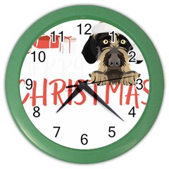 German Wirehaired Pointer T- Shirt German Wirehaired Pointer Merry Christmas T- Shirt (3) Color Wall Clock by ZUXUMI