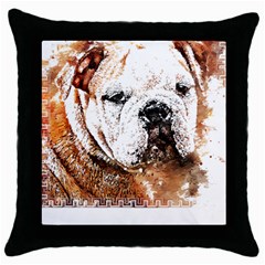 Bulldog T- Shirt English Bulldog Animal Wildlife Forest Nature Discovery Fauna T- Shirt Throw Pillow Case (black) by JamesGoode