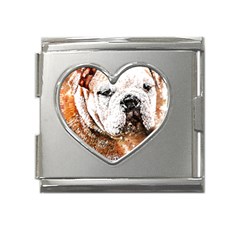 Bulldog T- Shirt English Bulldog Animal Wildlife Forest Nature Discovery Fauna T- Shirt Mega Link Heart Italian Charm (18mm) by JamesGoode