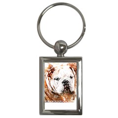 Bulldog T- Shirt English Bulldog Animal Wildlife Forest Nature Discovery Fauna T- Shirt Key Chain (rectangle) by JamesGoode