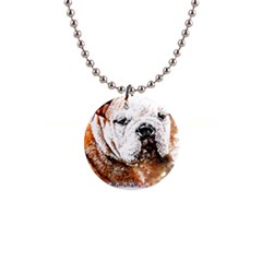 Bulldog T- Shirt English Bulldog Animal Wildlife Forest Nature Discovery Fauna T- Shirt 1  Button Necklace by JamesGoode