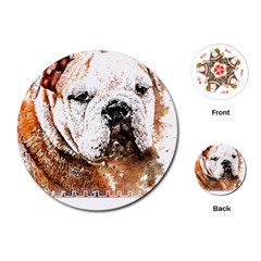 Bulldog T- Shirt English Bulldog Animal Wildlife Forest Nature Discovery Fauna T- Shirt Playing Cards Single Design (round)