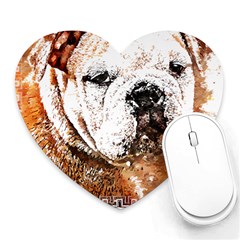 Bulldog T- Shirt English Bulldog Animal Wildlife Forest Nature Discovery Fauna T- Shirt Heart Mousepad by JamesGoode