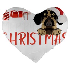 German Wirehaired Pointer T- Shirt German Wirehaired Pointer Merry Christmas T- Shirt (3) Large 19  Premium Heart Shape Cushions by ZUXUMI