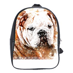 Bulldog T- Shirt English Bulldog Animal Wildlife Forest Nature Discovery Fauna T- Shirt School Bag (large) by JamesGoode