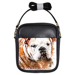 Bulldog T- Shirt English Bulldog Animal Wildlife Forest Nature Discovery Fauna T- Shirt Girls Sling Bag by JamesGoode