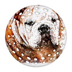 Bulldog T- Shirt English Bulldog Animal Wildlife Forest Nature Discovery Fauna T- Shirt Ornament (round Filigree) by JamesGoode