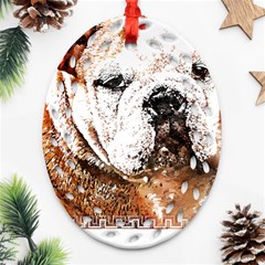 Bulldog T- Shirt English Bulldog Animal Wildlife Forest Nature Discovery Fauna T- Shirt Oval Filigree Ornament (two Sides)