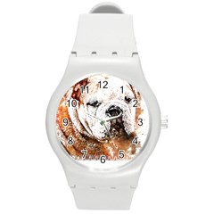 Bulldog T- Shirt English Bulldog Animal Wildlife Forest Nature Discovery Fauna T- Shirt Round Plastic Sport Watch (m) by JamesGoode