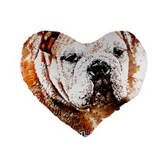 Bulldog T- Shirt English Bulldog Animal Wildlife Forest Nature Discovery Fauna T- Shirt Standard 16  Premium Heart Shape Cushions by JamesGoode