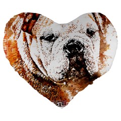 Bulldog T- Shirt English Bulldog Animal Wildlife Forest Nature Discovery Fauna T- Shirt Large 19  Premium Heart Shape Cushions by JamesGoode