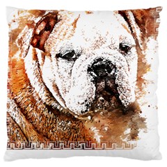 Bulldog T- Shirt English Bulldog Animal Wildlife Forest Nature Discovery Fauna T- Shirt Large Premium Plush Fleece Cushion Case (two Sides) by JamesGoode