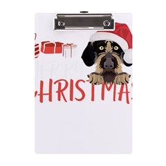 German Wirehaired Pointer T- Shirt German Wirehaired Pointer Merry Christmas T- Shirt (3) A5 Acrylic Clipboard by ZUXUMI