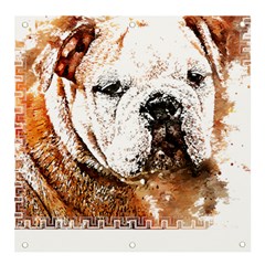 Bulldog T- Shirt English Bulldog Animal Wildlife Forest Nature Discovery Fauna T- Shirt Banner And Sign 4  X 4  by JamesGoode